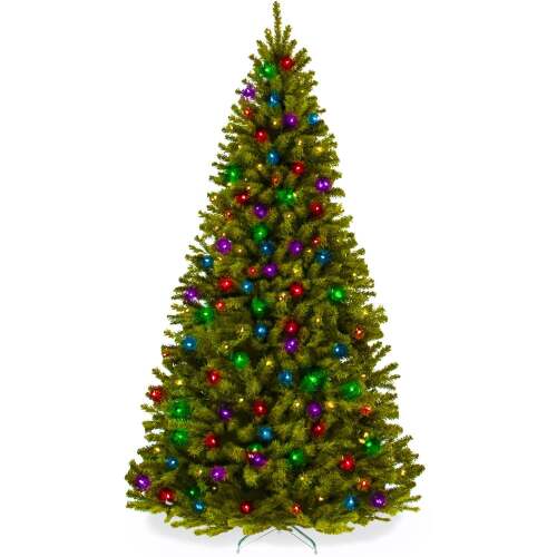 Pre-Lit Artificial Spruce Christmas Tree w/ Multicolored LED Lights - Lot 205