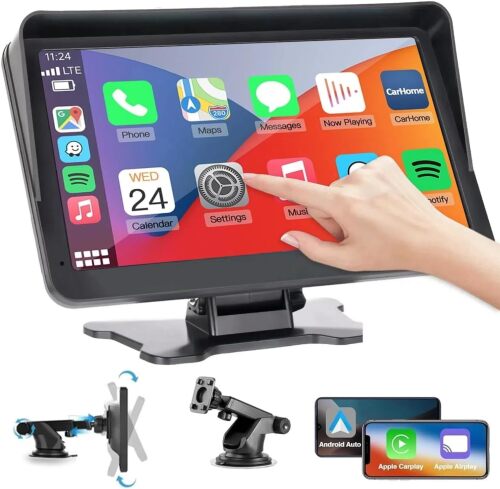 Portable Wireless Car Stereo with Apple CarPlay/Android Auto, 7" - Lot 224