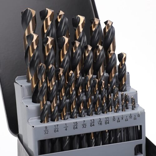 Yougfin 29pc HSS Black & Gold Oxide Finish Twist Drill Bit Set for Wood - Lot 292