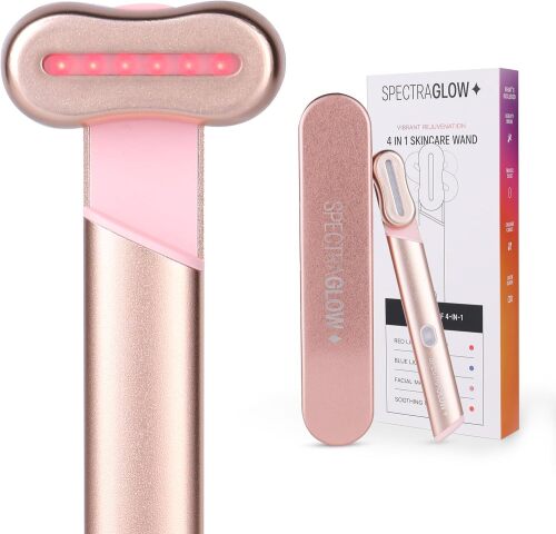 4-in-1 Red & Blue Light Skincare Wand - Facial Rejuvenation Device - Lot 328