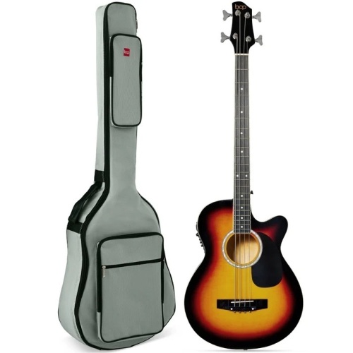 Acoustic Electric Bass Guitar w/ Equalizer, Truss Rod, Padded Gig Bag - Lot 350