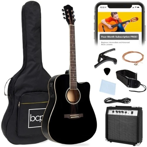 Beginner Acoustic Electric Cutaway Guitar Set w/ Gig Bag, Strap - 41in - Lot 426