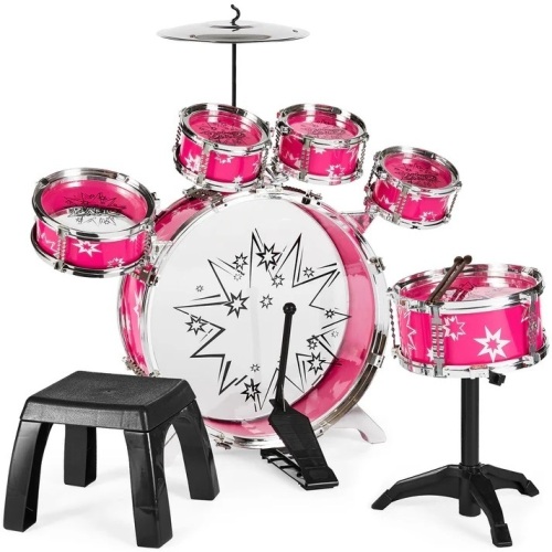 11-Piece Kids Beginner Drum Percussion Musical Instrument Toy Set - Lot 9779