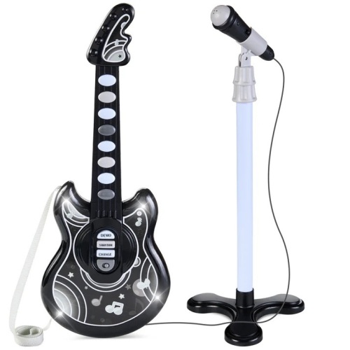 Kids Pretend Play Guitar Musical Instrument Toy w/ Microphone, Stand - 19in - Lot 9899