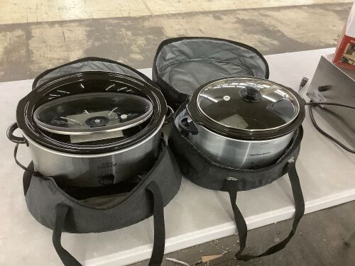 Lot of (2) Slow Cookers with Carry Bag - 1 Has Wrong Size Lid  - Lot 503