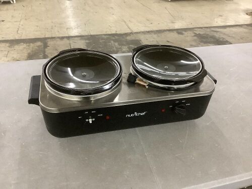 NutriChef Dual Pot Electric Slow Cooker - Missing 1 Knob - Lot 604