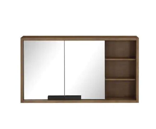 Home Decorators Collection Kordite 42 in. W x 7 in. D x 24 in. H Rectangular Surface Mount Almond Latte Medicine Cabinet with Mirror - Lot 49