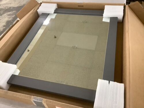 Home Decorators Collection Thornbriar 26 in. W x 31 in. H Rectangular Wood Framed Wall Mirror in Cement - Minor Scuffs on Frame - Lot 433