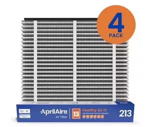 AprilAire 213 20 in. x 25 in. x 4 in. MERV 13 FPR 12 Pleated Filter For Air Cleaner Models 1210/1620/2210/2216/3210/4200, 4-Pack - Lot 132