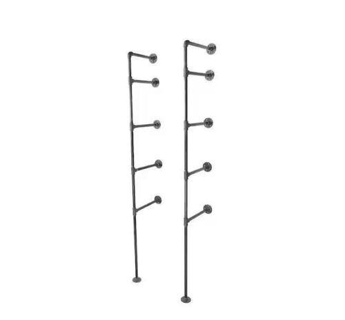 PIPE DECOR 1/2 in. Black Steel Pipe 11.75 in. D x 72.5 in. H Floor Mounted 4-Tier Shelf Kit - Lot 532