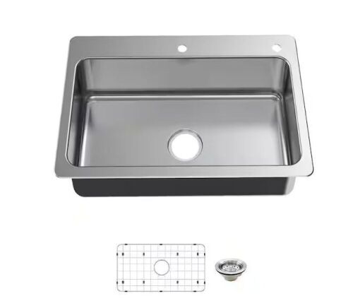 25" Dual Mount 18 Gauge Stainless Steel Kitchen Sink with Accessories - Lot 48