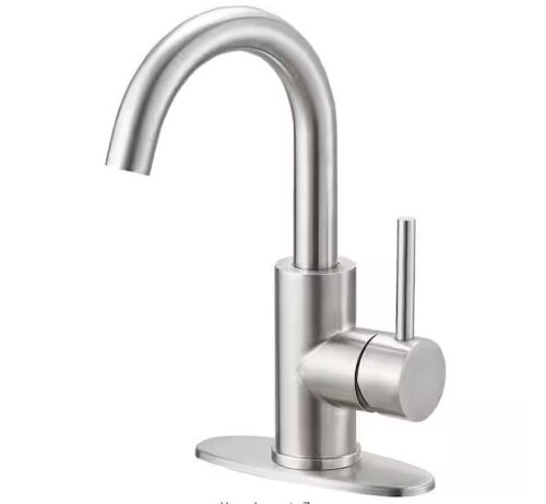 BWE Single Hole Single-Handle Bar Faucet With Swivel Spout in Stainless Steel - Lot 411