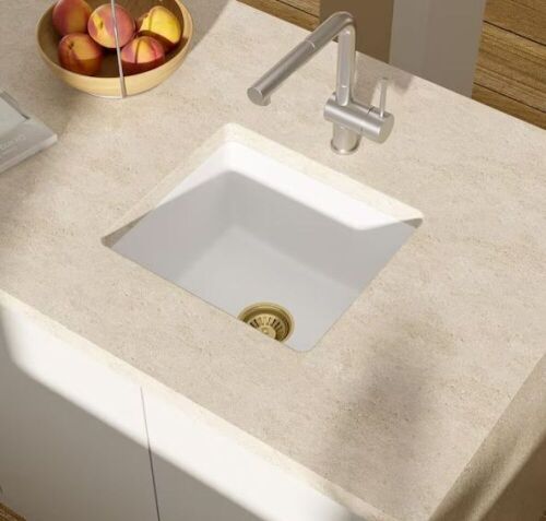 LORDEAR Granite Composite 18 in. x 16 in. x 9 in. White Single Bowl Undermount Bar Sink - Lot 108