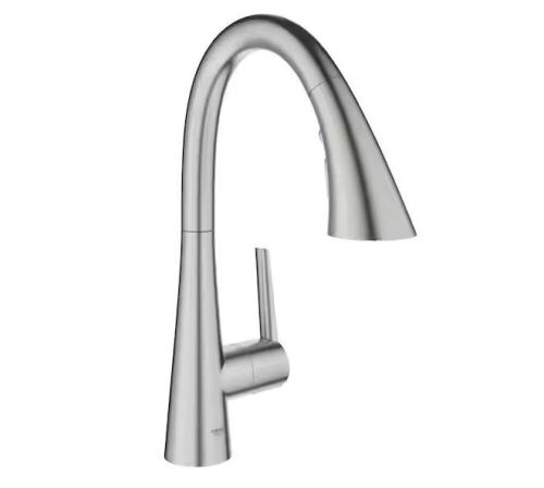 GROHE Zedra Single-Handle Bar Faucet with Pull-Out Sprayer in Super Steel - Lot 110