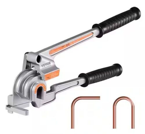 VEVOR 3 in 1 Pipe Bender 1/4 in. to 1/2 in. Manual Level Tube Bender 0 to 180 degrees Aluminum for HVAC AC Refrigerator Repair - Lot 414