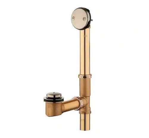 Lot of (2)  Everbilt Easy Touch 1-1/2 in. 20-Gauge Brass Pipe Bath Waste and Overflow Drain in Brushed Nickel - Lot 523