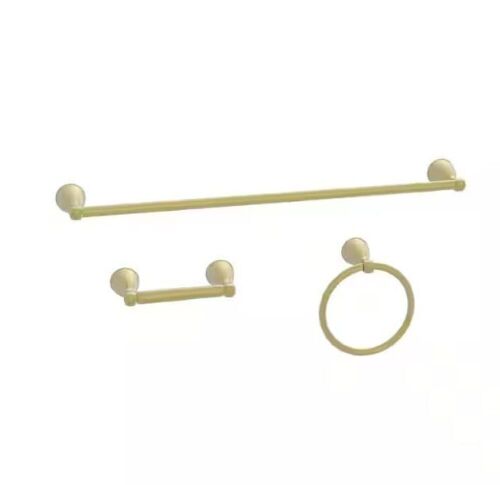 Glacier Bay Alima 3-Piece Bath Hardware Set with Towel Ring, Toilet Paper Holder and 24 in. Towel Bar in Matte Gold - Lot 538