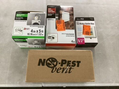 Indoor Dryer Vent Kit, Vent Hood, Wall Vent & Ice Maker Outlet Box - Lot 634