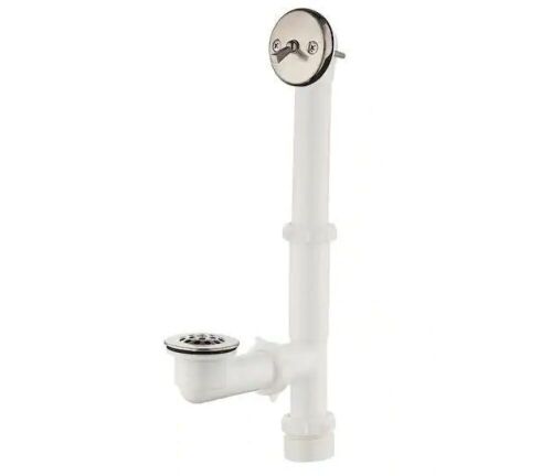 Everbilt Trip Lever 1-1/2 in. White Poly Pipe Bath Waste and Overflow Drain in Brushed Nickel - Lot 312