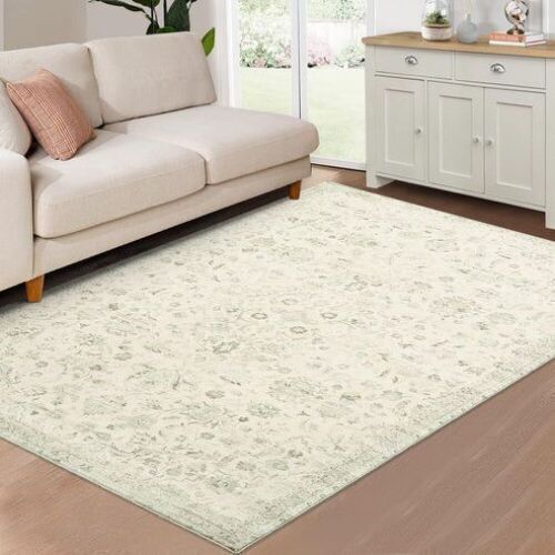 GARVEE Distressed Floral Machine Washable Rug 5x7  - Lot 518