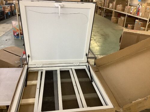 GARVEE 36" x 36" Aluminum Alloy Concession Stand Serving Window Door with 4 Horizontal Sliding Screen Windows & Awning Door & Drag Hook - Broken Plexiglass - Lot 122