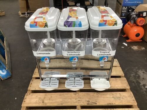 3 Compartment Juice Machine - For Repair, Gets Cold, No Mixing Paddles, Doesn't Turn  - Lot 124