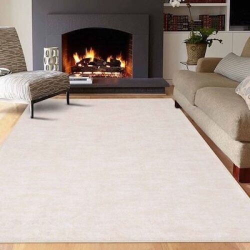 Garvee 9' x 12' Loomed Polyester Beige Rectangular Indoor/Outdoor Solid Rustic Machine Washable Area Rug - Lot 626