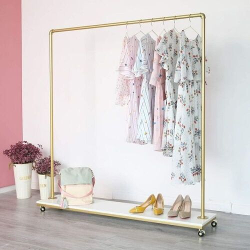 Gold Garment Rack on Wheels - Lot 725