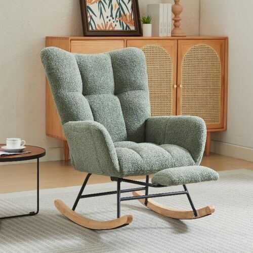 Upholstered Rocking Chair with Solid Wood Legs  - Lot 148