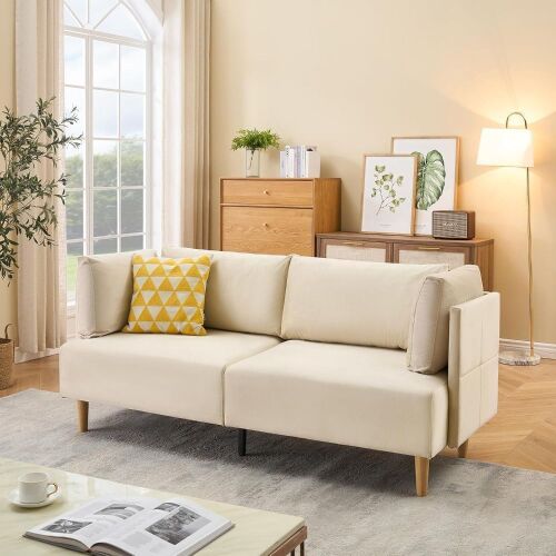 76.7" Modern Loveseat Sofa with Armrests & 2 Removable Back Cushions - Unassembled for Pickup - Lot 23