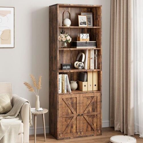 GARVEE 71.4in Tall Farmhouse Wooden Bookshelf - Lot 241