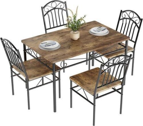 GARVEE Retro Industrial Dining Table Set, 5-Piece, Space-Saving - Missing "B" Bolts  - Lot 195