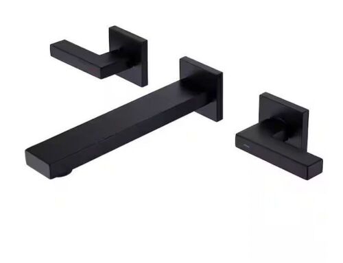 BWE Two-Handle Wall Mounted Bathroom Faucet in Matte Black - Lot 540