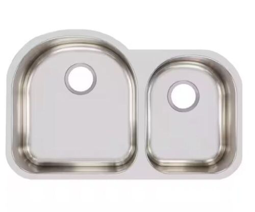 Elkay Lustertone Classic 31 in. Undermount Offset 60/40 Double Bowl 18-Gauge Stainless Steel Kitchen Sink Only - Lot 109