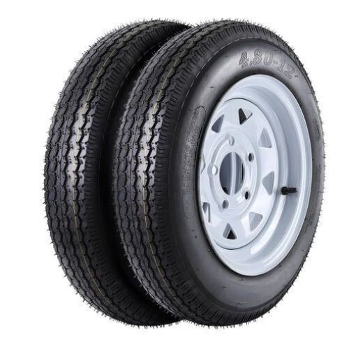 GARVEE 2x 4.80-12 6PR QD712/S with 5 Lug on 4.5" Trailer Tires, 12" Rims, Load Range C - Lot 199