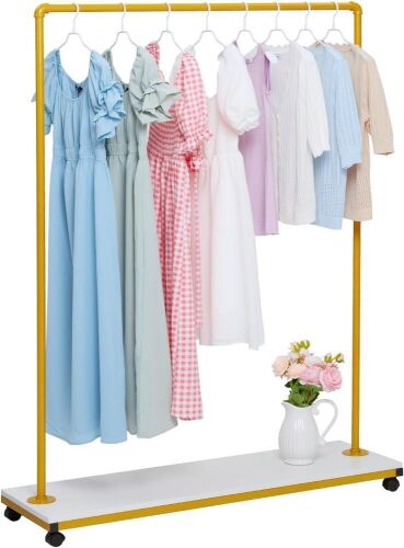 63 Inch Heavy Duty Clothing Rack with Wheels and Bottom Shelf - Lot 581