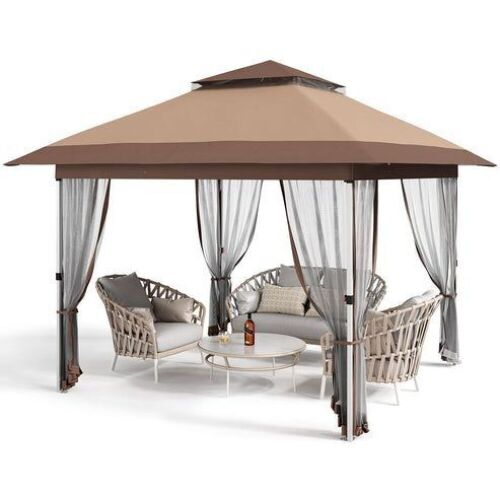 Garvee 12'x12' Gazebo Outdoor Canopy Tent with Curtains - Lot 393