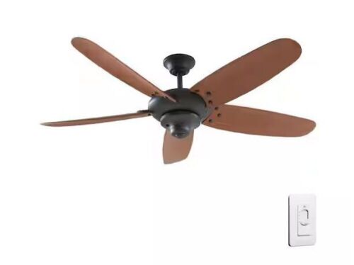 Home Decorators Collection Altura 60 in. Indoor/Outdoor Oil-Rubbed Bronze Ceiling Fan with Downrod and Reversible Motor; Light Kit Adaptable - Lot 399JF