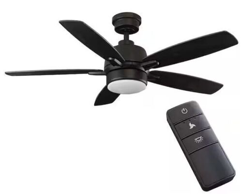 Home Decorators Collection Fawndale 46 in. Indoor Integrated LED Bronze Ceiling Fan with Light Kit, 5 Reversible Blades and Remote Control - Lot 480JF