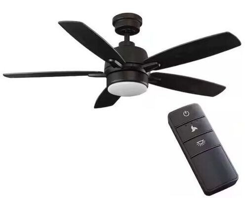 Home Decorators Collection Fawndale 46 in. Indoor Integrated LED Bronze Ceiling Fan with Light Kit, 5 Reversible Blades and Remote Control - Lot 482JF