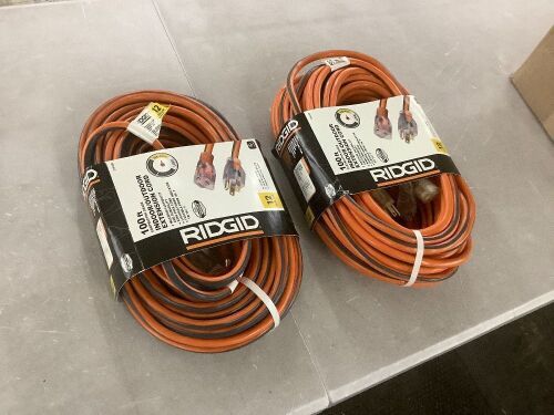 Lot of (2) RIDGID 100 ft. 12/3 Extension Cord - Lot 499JF