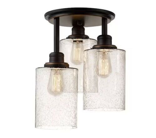 Globe Electric Annecy 3-Light Oil Rubbed Bronze Semi-Flush Mount Light - Lot 489JF