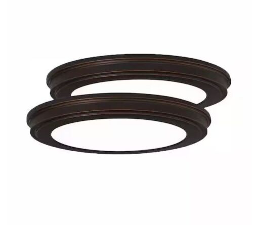 Commercial Electric 13 in. Oil Rubbed Bronze Color Changing LED Ceiling Flush Mount, 2-Pack - Lot 492JF