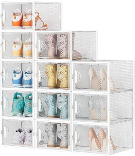 Plastic Shoe Storage Boxes, 12 Pack  - Lot 589