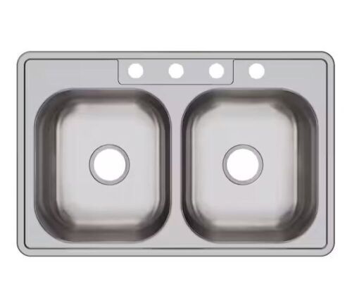 Elkay 33 in. Drop-in Double Bowl 22-Gauge Stainless Steel Kitchen Sink - Lot 266JF