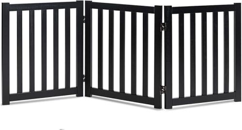  LZRS Solid Hardwood Freestanding Pet Gate, 24" Height, 3 Panels  - Lot 367