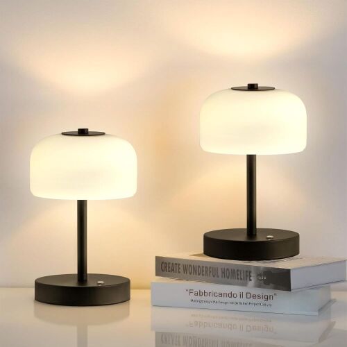Lot of (2) 9" Cordless Dimmable Mushroom Table Lamps, 2 Pack  - Lot 153