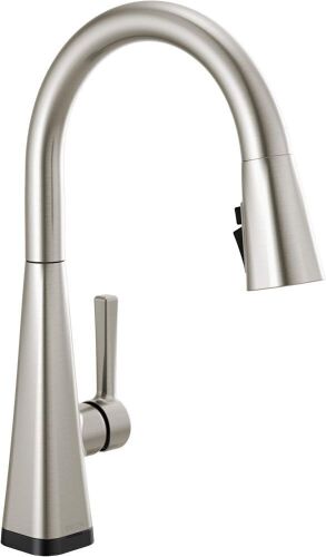  Delta Lenta Single Handle Pull Down Kitchen Faucet With Touch2O Technology, Spotshield Stainless - Lot 241