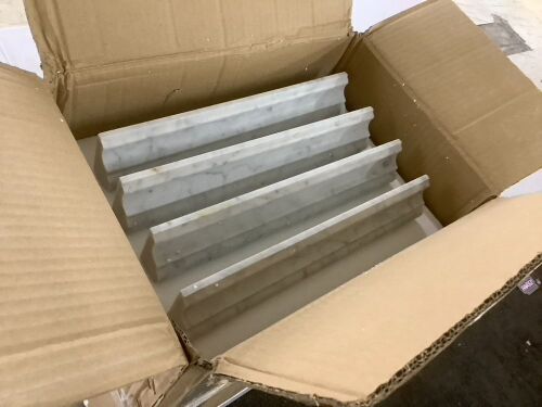 Lot of (2) Boxes Carrara White Marble Chair Rail Trim Molding - Lot 311