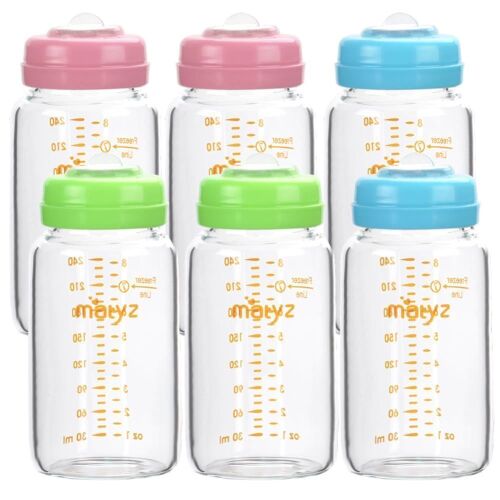 Matyz Glass Breastmilk Storage Bottles, 6 Pack, 8 oz - Lot 461